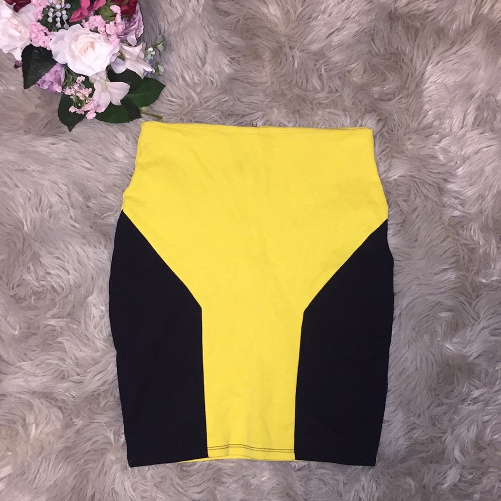 Yellow and black pencil skirt (1)